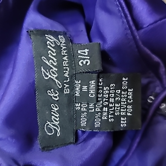 Dave & Johnny's by Laura Ryner Satin Purple Dress Bead & Sequin Formal Gown Prom - Picture 7 of 7